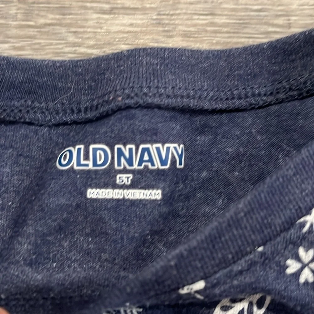 Navy Blue Kids Dress with White Pattern